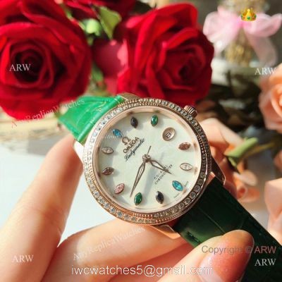 Omega ladymatic Diamond Watches New Replica Omega Watch White Face Rose Gold watches