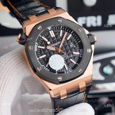Copy Audemars Piguet Royal Oak Diver Watches Rose Gold and Black watches
