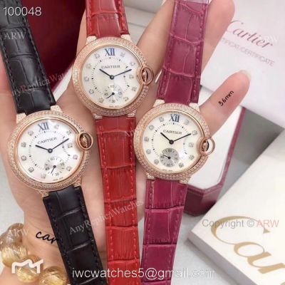 Cartier ballon bleu Diamond Watches Rose Gold White MOP Face watches