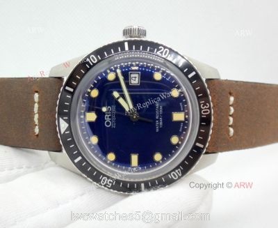 Swiss Grade Fake Oris 2836 Watch SS Dark Blue Dial Black Bezel watches
