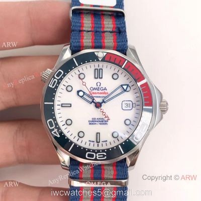 Swiss Grade Omega Commanders 007 James Bond Omega Watch White Face Nato Strap watches