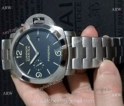 Copy Panerai Luminor Steel Bracelet Black Face PAM00328 watches