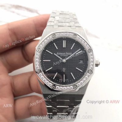 JH Audemars Piguet Extra Thin Royal Oak Watch Stainless Steel Diamond Bezel watches