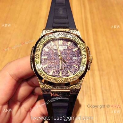 Patek Philippe Engraving Nautilus Anniversary Watch Gold Case 40MM watches