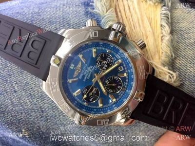 Replica Breitling Chronomat B01 Watch Blue Dial Black Rubber strap watches