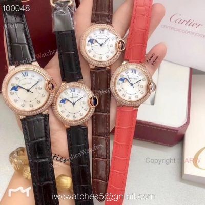 Copy Cartier Ballon Bleu Rose Gold Moonphase Watch 33mm and 36mm watches