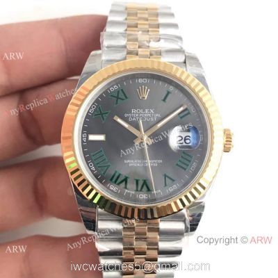 (EW) Rolex Datejust 2 ETA 3255 watch Green Roman 2-Tone watches