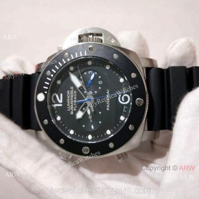 New Copy Panerai Submersible Flyback SS Black Bezel Watch PAM615 watches