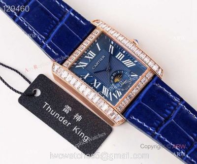 Swiss ETA2824 Cartier Tank Moon phase copy Watches Rose Gold Diamond Bezel watches