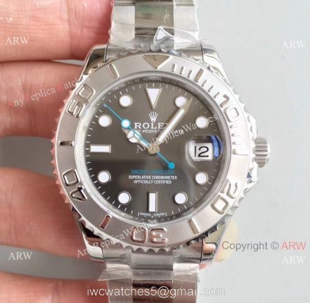 Swiss Grade AR Factory Replica Rolex Yachtmaster Gray Face Watch 37mm or 40mm watches
