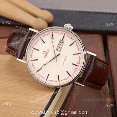 Omega Seamaster Replica Wristwatch SS Brown Leather Band watches