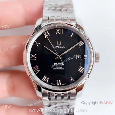 Swiss Copy Omega De Ville Co-Axial Stainless Steel Black Dial VSF 8500 Watch watches