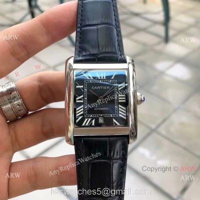 Buy Replica CARTIER Tank Automatic Watches SS Black Dial watches
