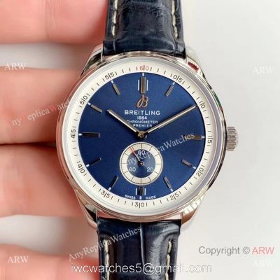 Grade A Replica Breitling Premier Blue Dial Blue Leather Strap Watch watches