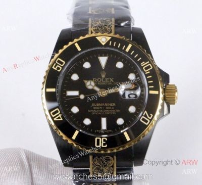 High Quality Rolex Submariner Black Face Two Tone Tattoo Watch 40mm watches