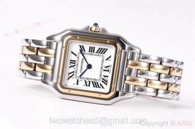 Copy Panthere De Cartier 2-Tone White Dial Watch Swiss Quartz Movement watches