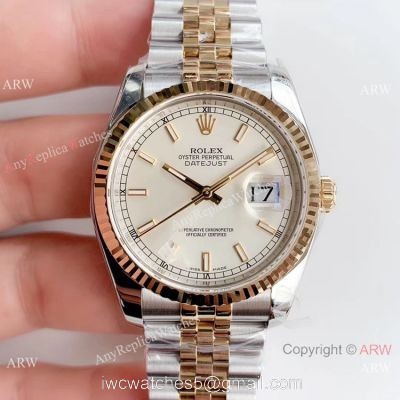 Copy Rolex Datejust 36mm Two Tone 904L Watch from AR Rolex Factory watches