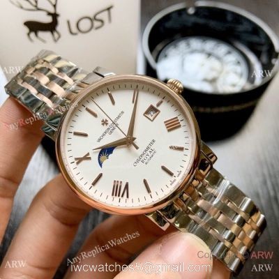 Top Grade Vacheron Constantin Moon phase Watch 2-Tone Rose Gold 40mm watches