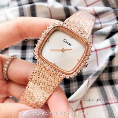 Fashion Cartier Replica Watches Rose Gold Diamond Case watches