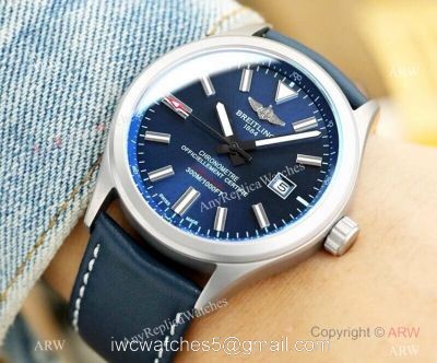 2019 Replica Breitling Avenger Men Watch SS Blue Dial Blue Leather strap watches