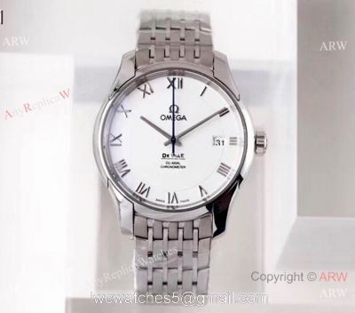 VSF Swiss Omega De Ville Co-Axial 41mm Watch Stainless steel White Roman Dial watches