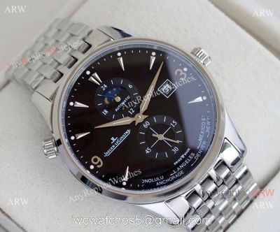Jaeger-LeCoultre JLC Moonphase Man Stainless Steel Black Dial Watch watches