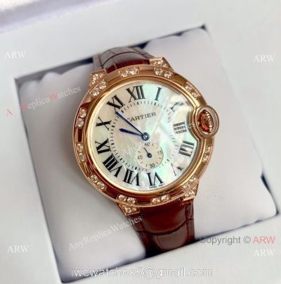 Cartier Ballon Bleu de Rose Gold White MOP Dial Watch 36mm watches