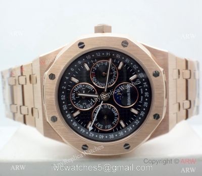 Fake Audemars Piguet Perpetual Calendar Rose Gold Black Watch Low Price watches