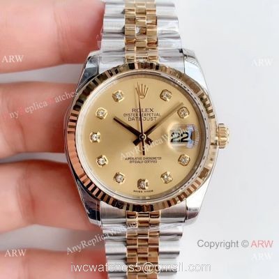 Rolex ?R Factory Datejust Two-Tone Diamond Swiss Replica Watch V2 Version watches