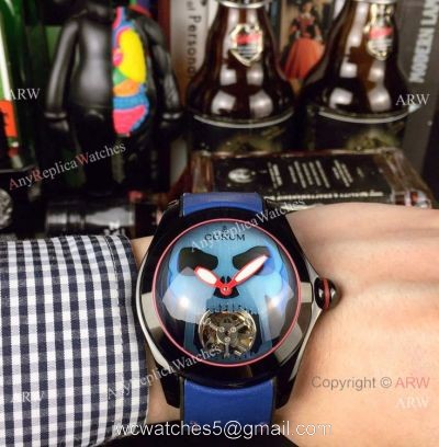 New Replica Corum Bubble Skull Tourbillon Watch Black Blue watches