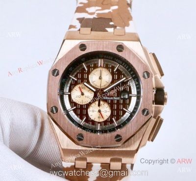 Clone Audemars Piguet Royal Oak Offshore 45mm Watches Brown Face Camouflage strap watches