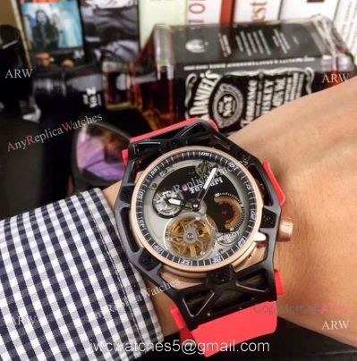 Replica Hublot Techframe Ferrari Tourbillon Watch Red Rubber Strap 43mm watches