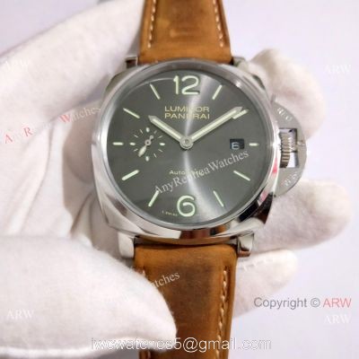 Replica Panerai PAM 904 Luminor DUE Watch SS Gray Face Green Marker watches