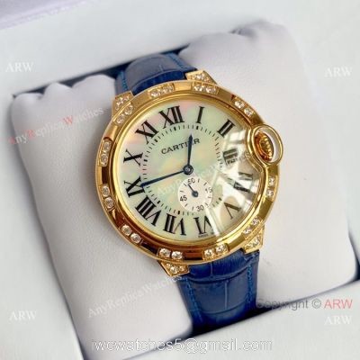 Copy Cartier Ballon Bleu 36mm Watch Yellow Gold White MOP Dial watches