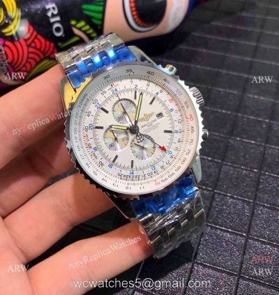 Copy Breitling Navitimer world GMT 45mm Watches Stainless Steel White Face watches