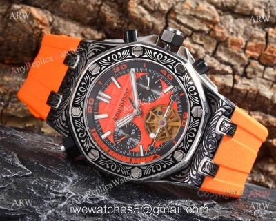Best Copy Audemars Piguet Royal Oak Offshore Tourbillon Tattoo Watches Orange Rubber Strap watches