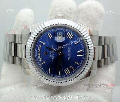 Best Rolex Day Date President Replica Watch 40mm Stainless Steel Blue Dial watches