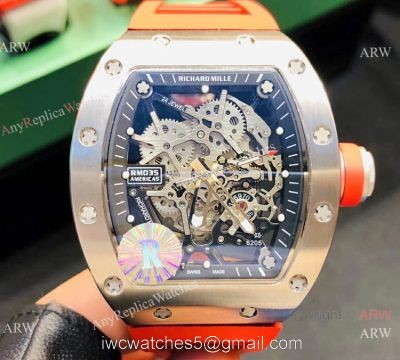 Copy Richard Mille RM035-Americas Watch SS Orange Rubber Band watches