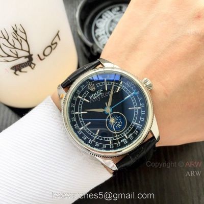 Rolex Geneve Cellini Moonphase SS Black Dial / New Baselworld Rolex Cellini Moonphase Replica Watch watches