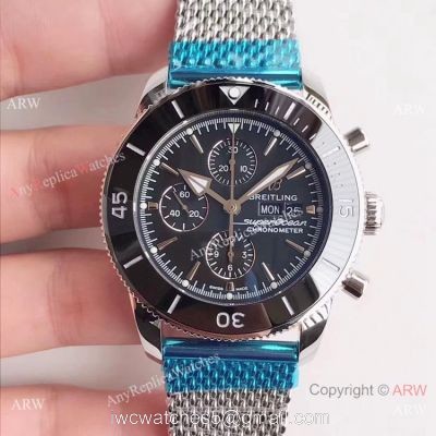 GB Swiss Breitling Superocean Heritage 2 Daydate Watch SS Black Ceramic watches