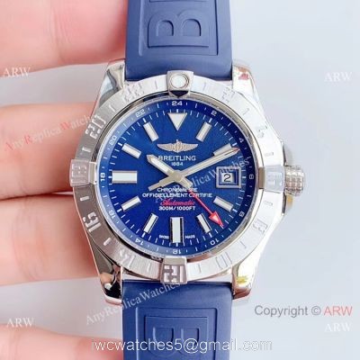 GF Factory Copy Breitling Avenger II GMT 2836 watch Blue Dial Blue Rubber Band watches