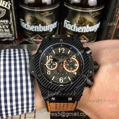 Hublot Big Bang Unico King Replica Watch Black Case Brown Gummy Band watches