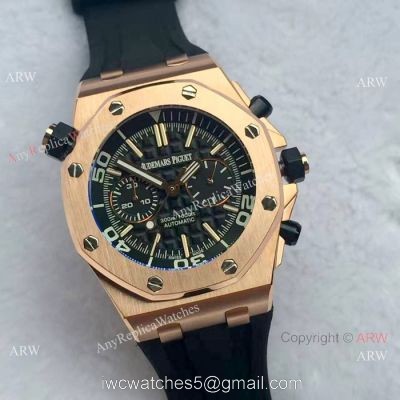 Japan Grade Royal Oak Offshore Diver Chronograph Watch Rose Gold Black Face 42mm watches