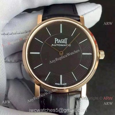 1 1 Swiss Replica Piaget Altiplano 9015 Rose Gold Black Dial Watch watches