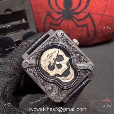 New Replica Bell Ross BR01 Burning Skull Tattoo Watch Quartz Movement watches