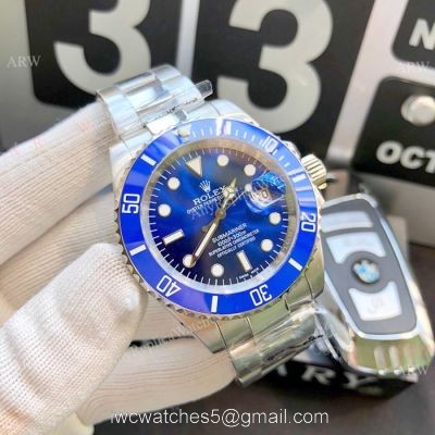 Asia 8215 Rolex Blue Face Submariner Replica Watch Stainless Steel watches