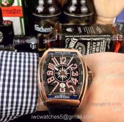 Swiss Copy Franck Muller Vanguard Yachting v45 Watch Rose Gold Black Face watches
