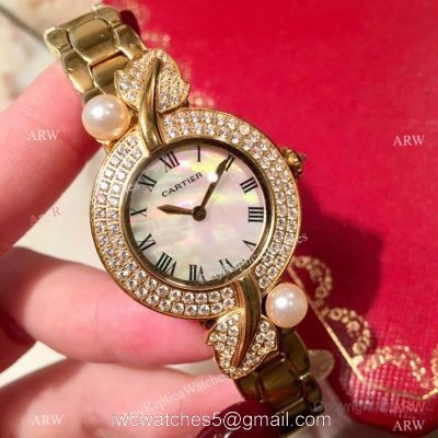 Swiss Quality Cartier Sapphire glass Yellow Gold Watch 33mm watches