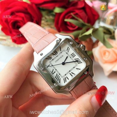 New Style Santos Cartier Watch Lady Pink Leather Strap watches