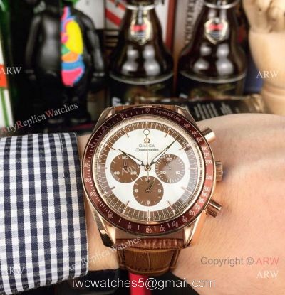 High Quality Omega Clone Watch Omega Speedmaster Chrono Rose Gold Brown Watch watches